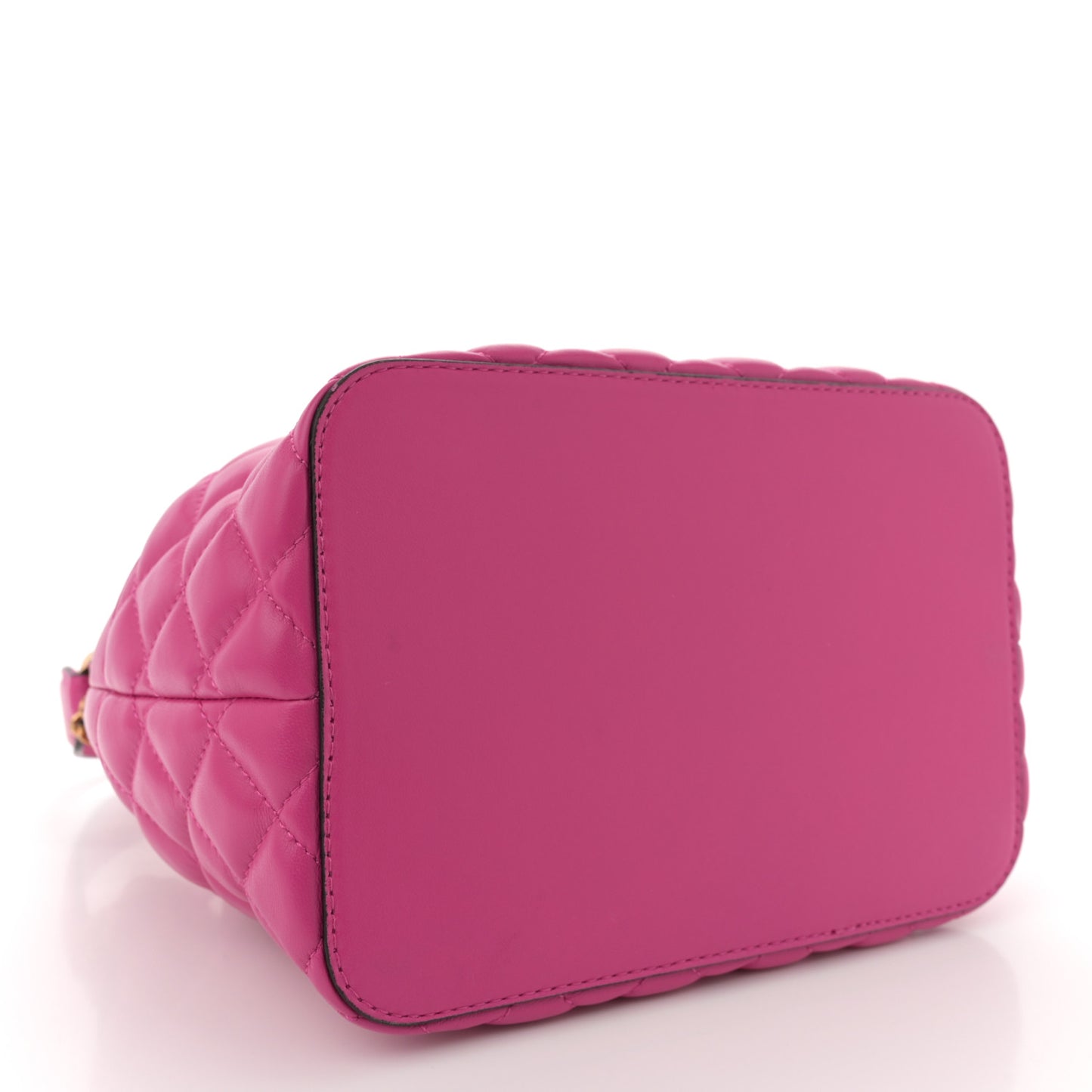 Nappa Quilted Medusa Top Handle Bucket Bag Fuchsia