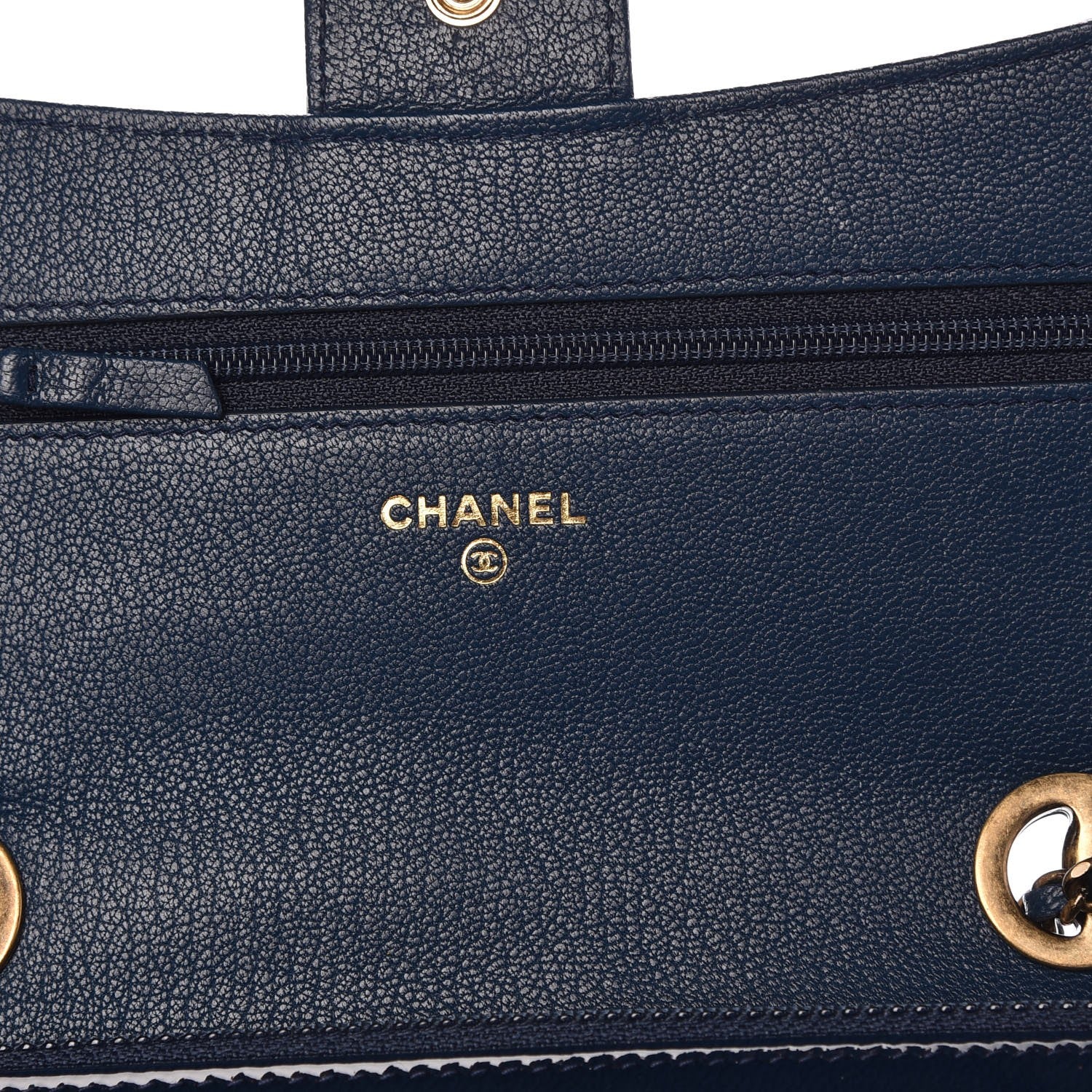 Chanel Patent Goatskin Quilted CC Eyelet Wallet On Chain WOC Blue 6 of 9