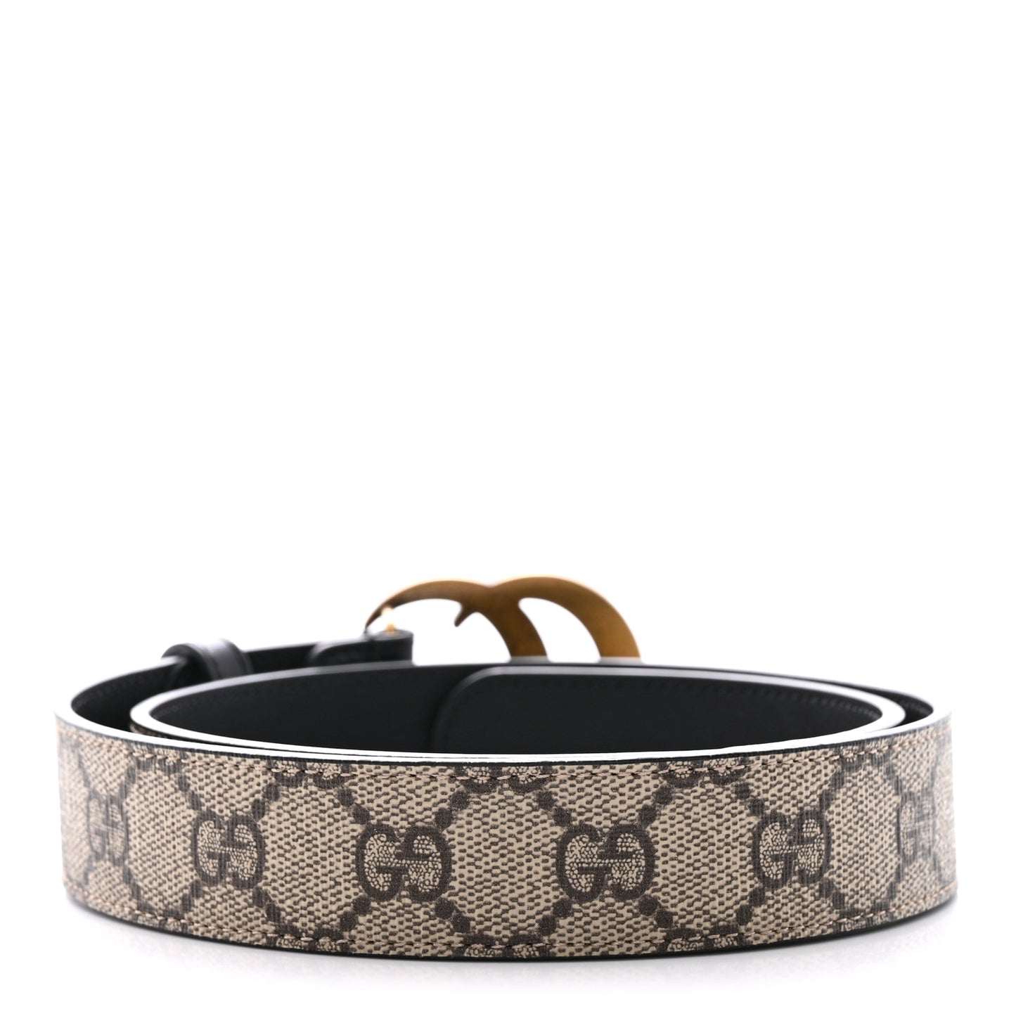 GG Supreme Monogram Matte Plutone Calfskin Double G 30mm Belt 75 30 Beige Ebony Black