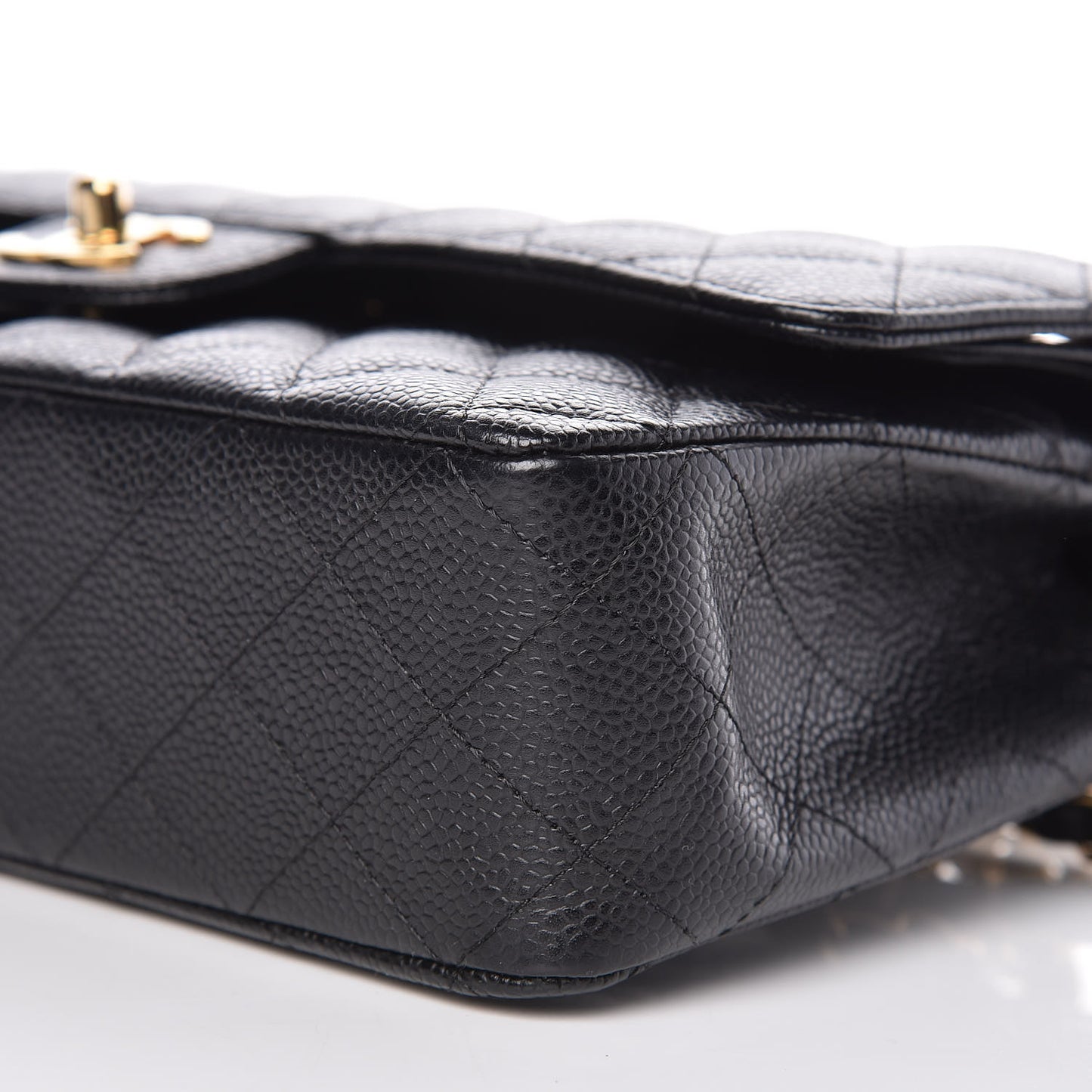 Caviar Quilted Medium Double Flap Black