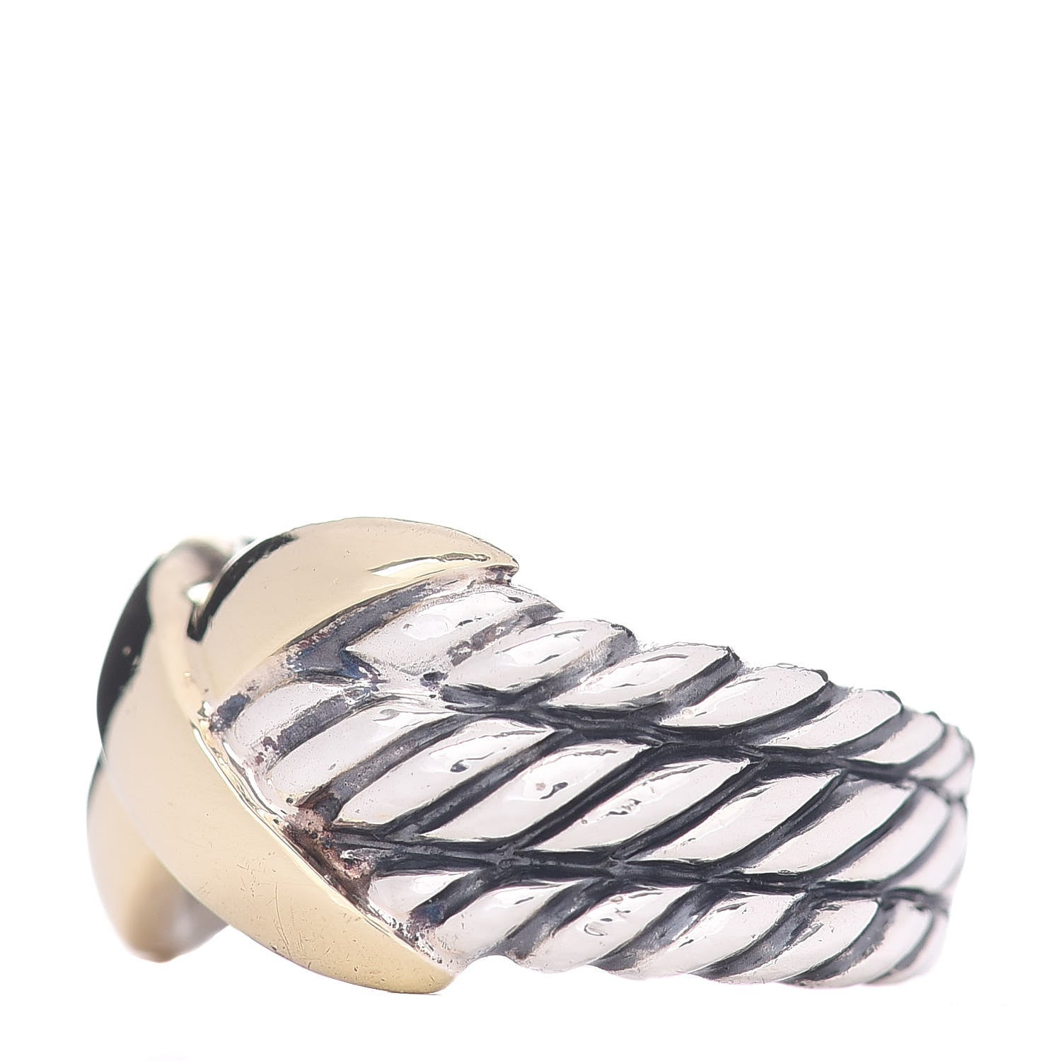 David Yurman Sterling Silver 18K Yellow Gold 11mm X Triple Row Ring 50 5.25 3 of 5