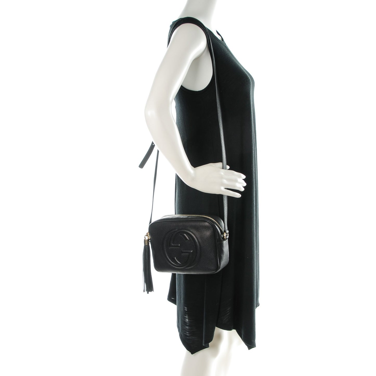 Pebbled Calfskin Small Soho Disco Bag Black