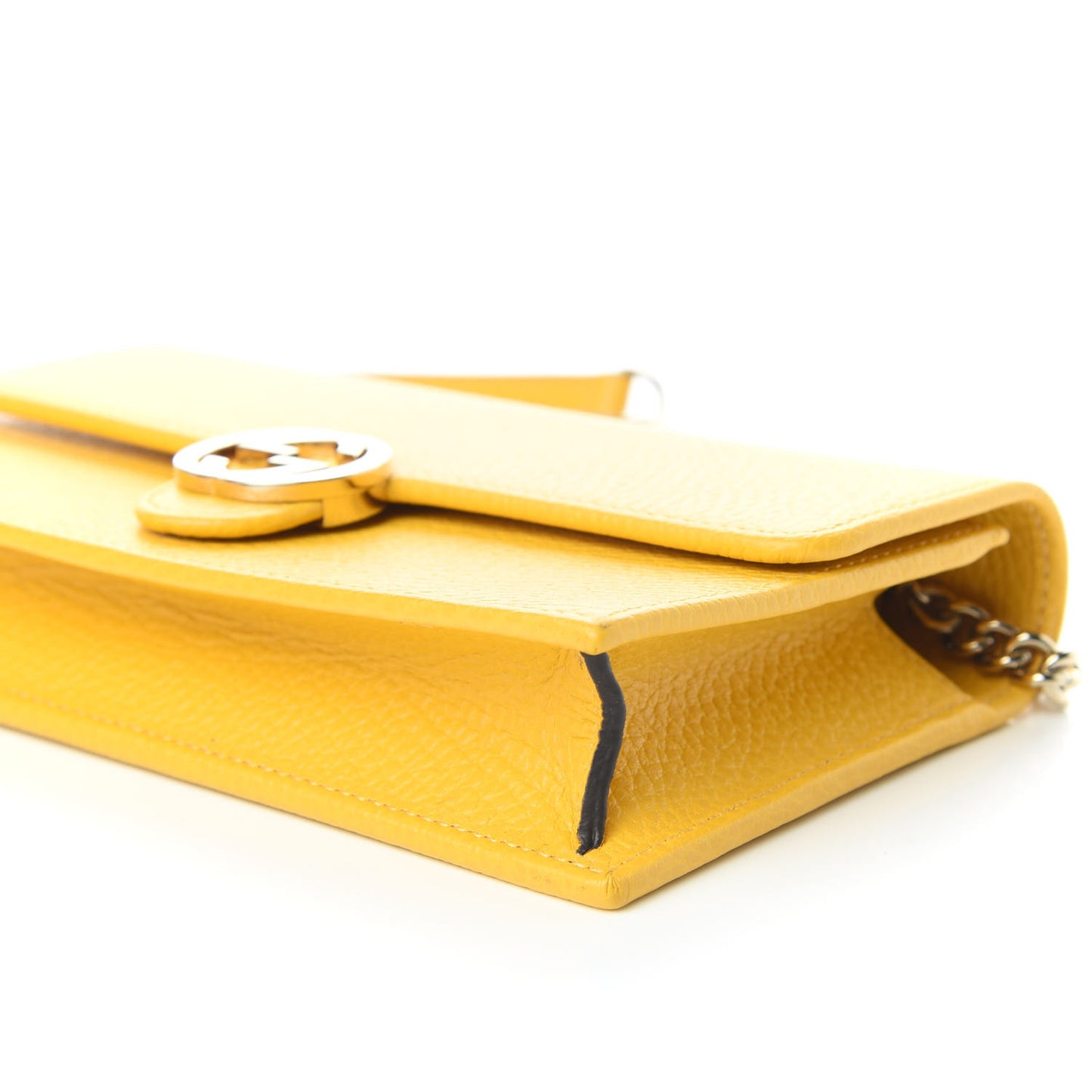 Dollar Calfskin Interlocking G Chain Wallet New Buttercup