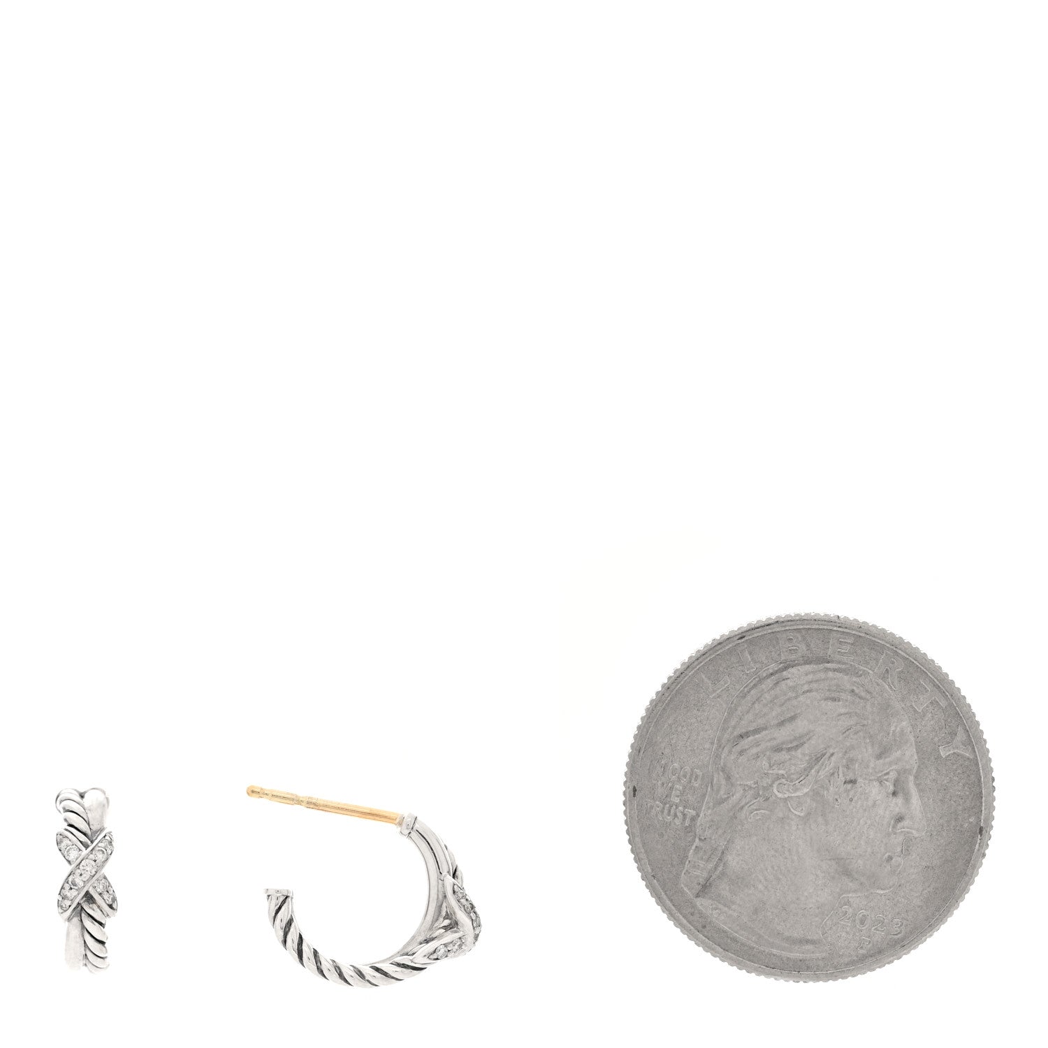 David Yurman Sterling Silver Diamond Petite Crossover X Earrings 2 of 4