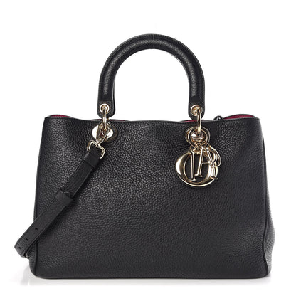 Christian Dior Bullcalf Medium Diorissimo Tote Black Rose Indien 1 of 11