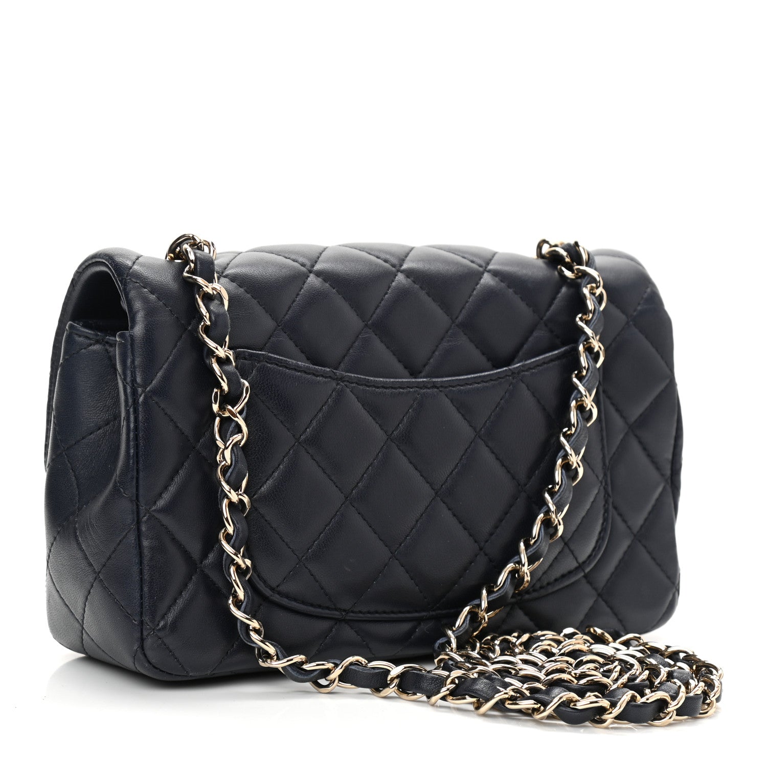 Chanel Lambskin Quilted Mini Rectangular Flap Dark Navy Blue 2 of 11