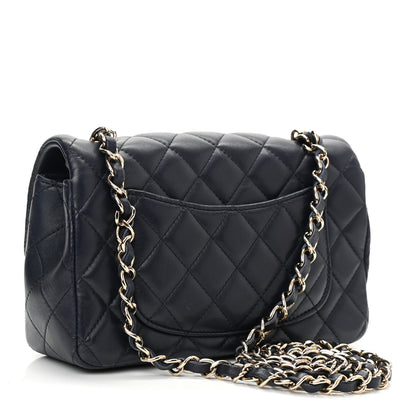 Chanel Lambskin Quilted Mini Rectangular Flap Dark Navy Blue 2 of 11