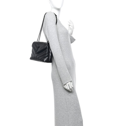 Saint Laurent Calfskin Y Quilted Monogram Monochrome Small Loulou Chain Satchel Black 2 of 10
