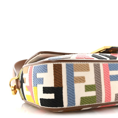Fendi Canvas Ricamo Vitello King FF Multicolor Embroidered Baguette Grezzo Multicolor Gianduia 8 of 9