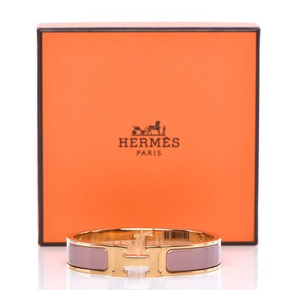 Hermes Enamel Narrow Clic Clac H Bracelet PM Bois De Rose 5 of 5