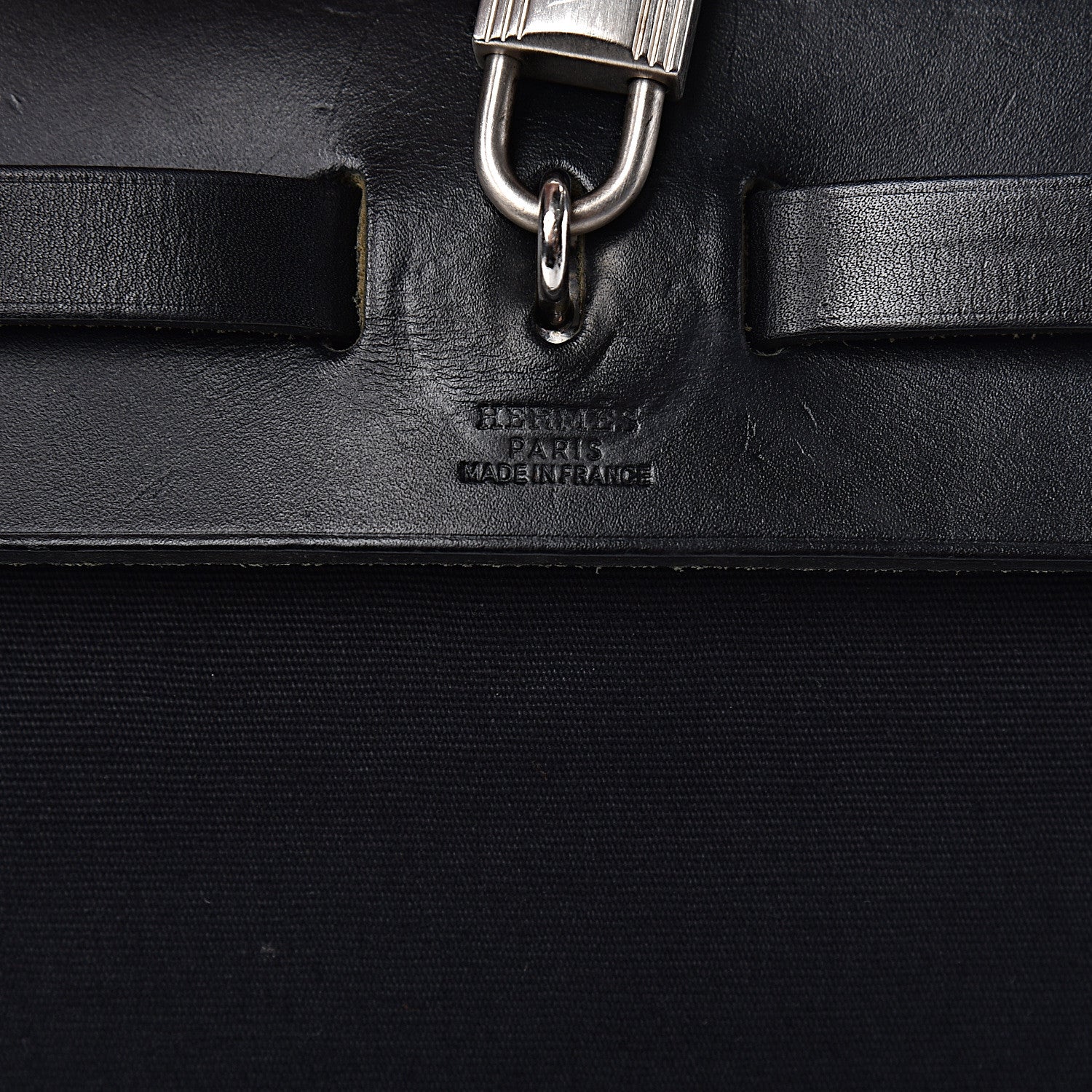 Hermes Toile Vache Calfskin Herbag 30 PM Black Natural 9 of 30