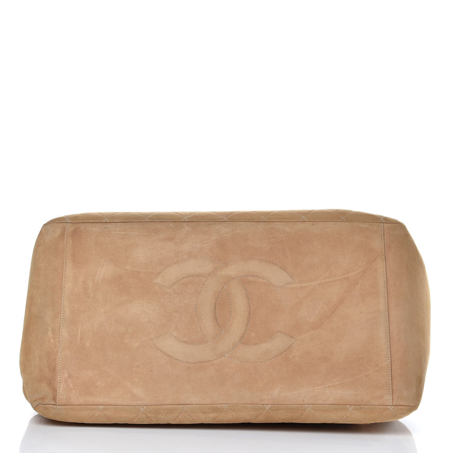 Suede Quilted Tote Beige