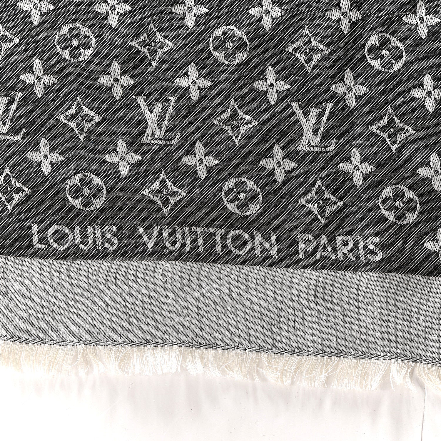 Louis Vuitton Silk Wool Monogram Denim Shawl Black 2 of 3