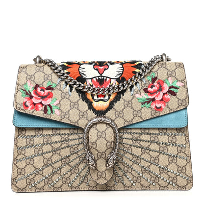 Gucci GG Supreme Monogram Angry Cat Embroidered Medium Dionysus Shoulder Bag Beige Ultramarine 1 of 11