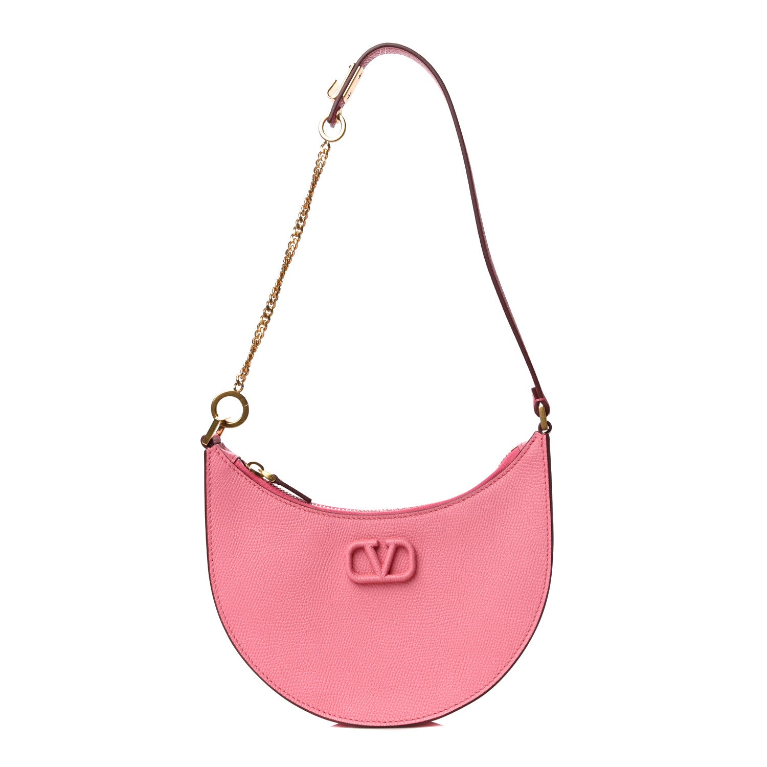 Valentino Garavani Grainy Calfskin Mini Vlogo Hobo Bag Flamingo Pink 1 of 8