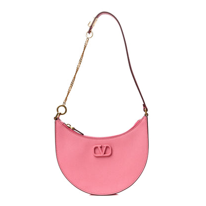 Valentino Garavani Grainy Calfskin Mini Vlogo Hobo Bag Flamingo Pink 1 of 8