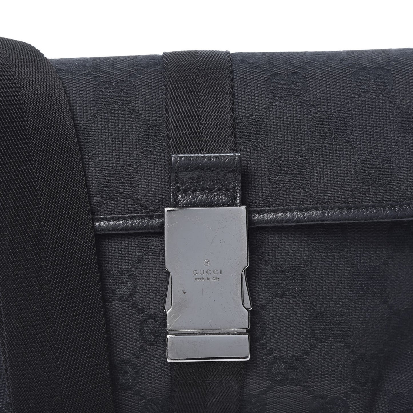 GG Monogram Web Buckle Belt Bag Black