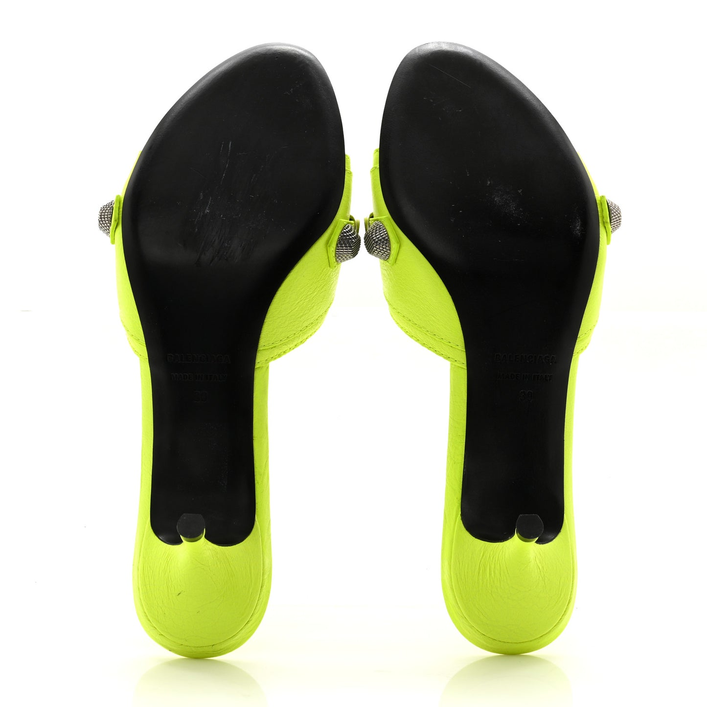 Agneau Arena Cagole 50mm Slide Sandals 39 Fluo Yellow