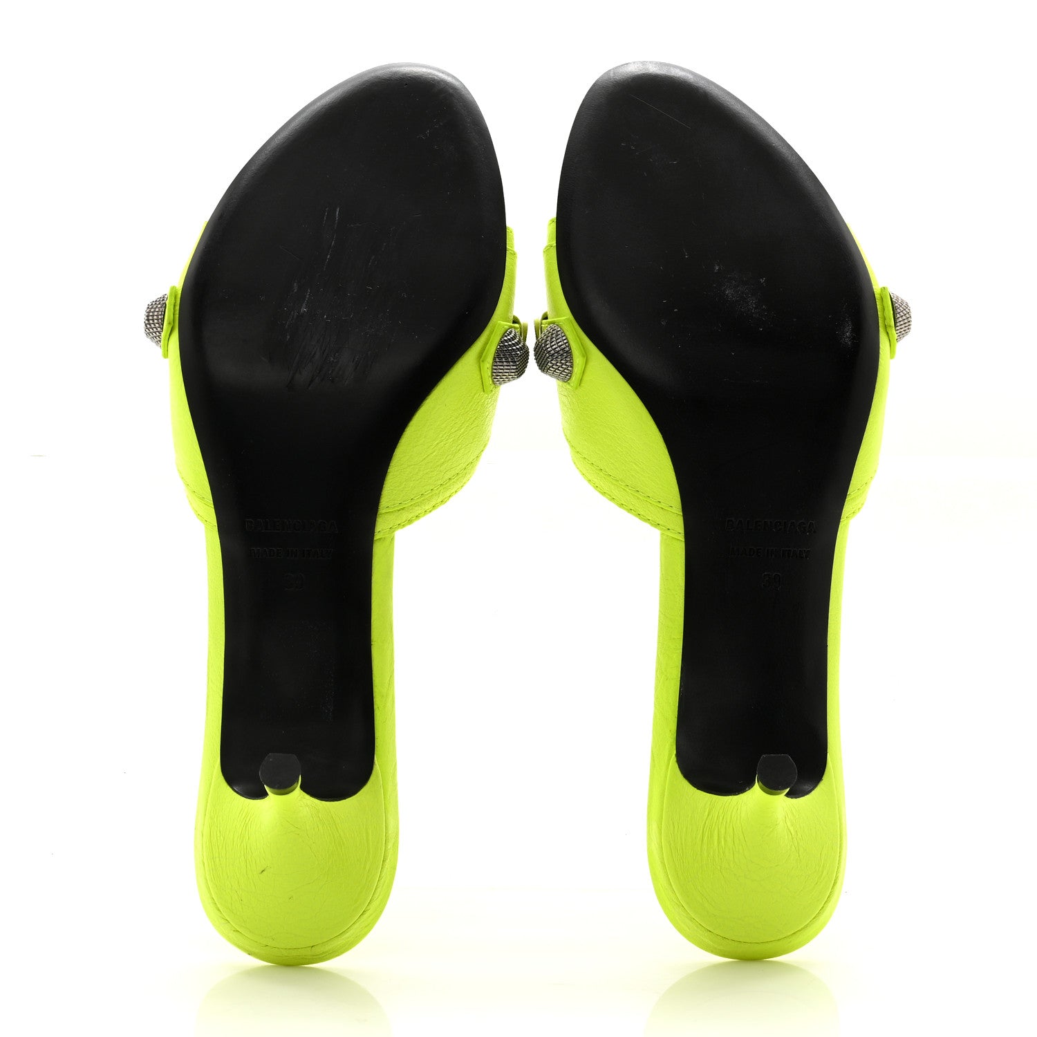 Balenciaga Agneau Arena Cagole 50mm Slide Sandals 39 Fluo Yellow 5 of 13