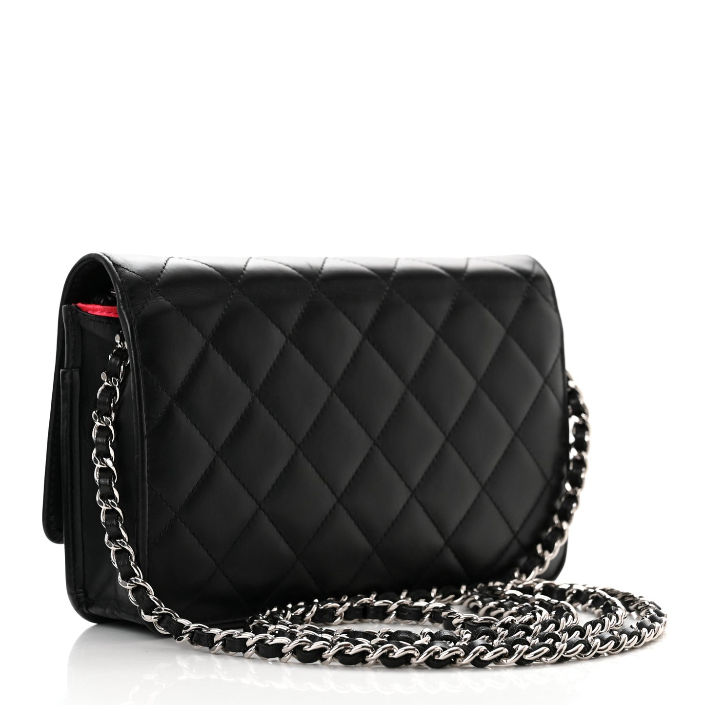 Calfskin Quilted Cambon Wallet on Chain WOC Black