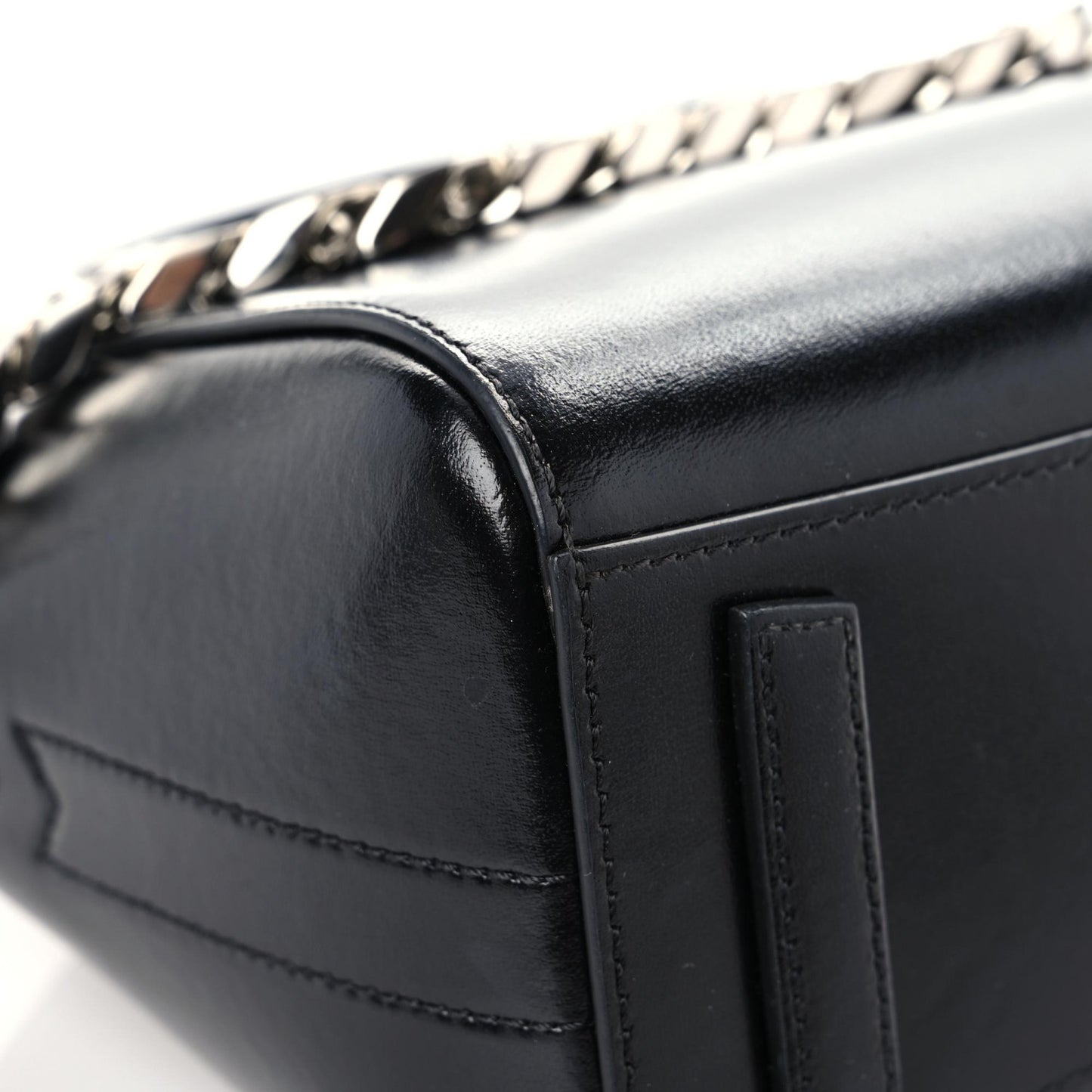 Shiny Lord Calfskin Mini Antigona With Chain Black