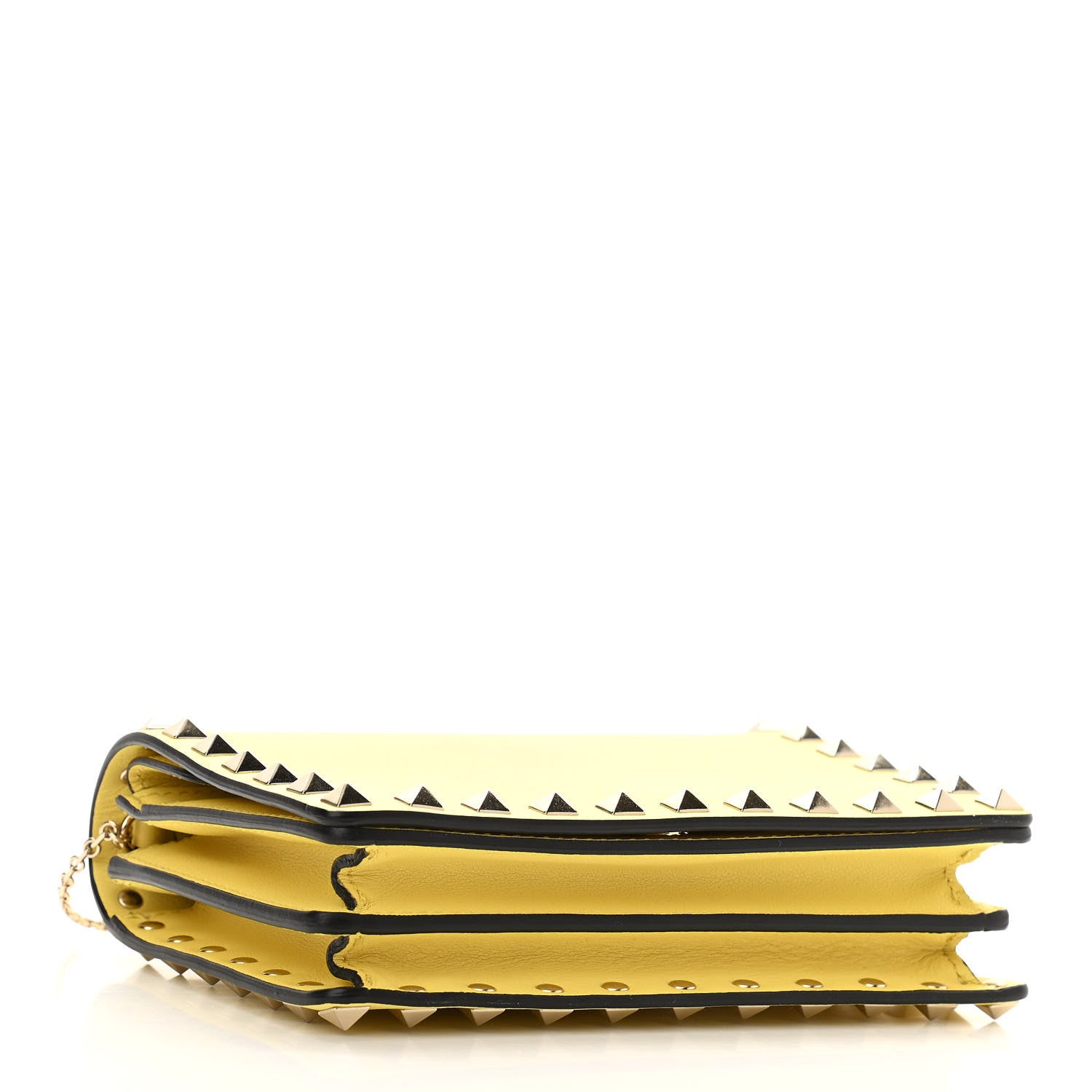 Valentino Garavani Calfskin Rockstud Wallet on Chain Light Yellow 4 of 11