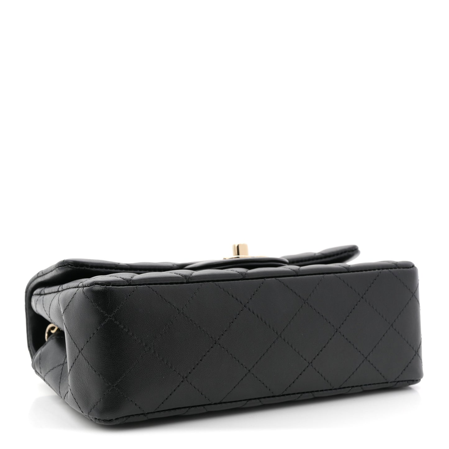 Lambskin Quilted Mini Rectangular Flap Black
