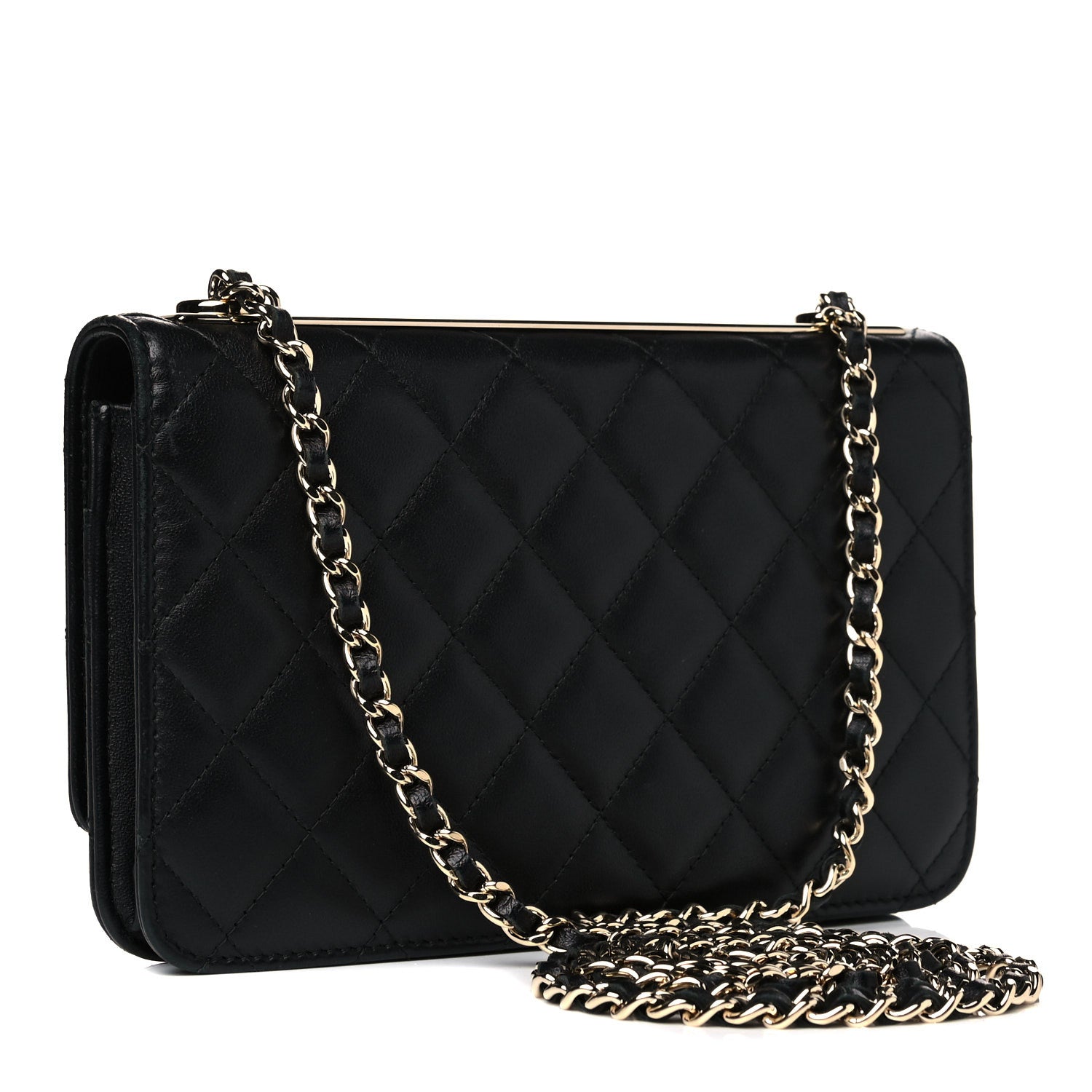 Chanel Lambskin Quilted Trendy CC Wallet On Chain WOC Black 2 of 16