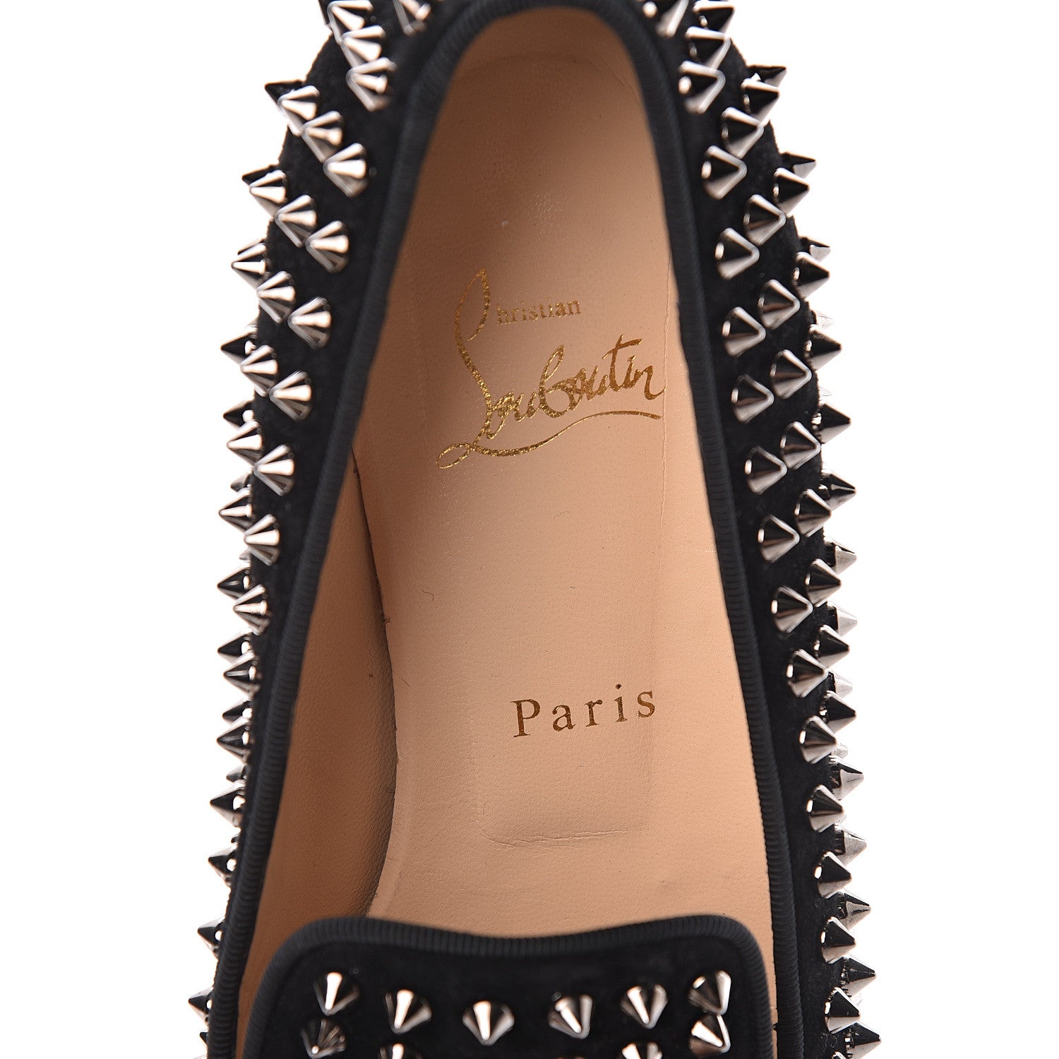 Christian Louboutin Suede Mens Rollerboy Spikes Flat Loafers 39.5 Black 6 of 14