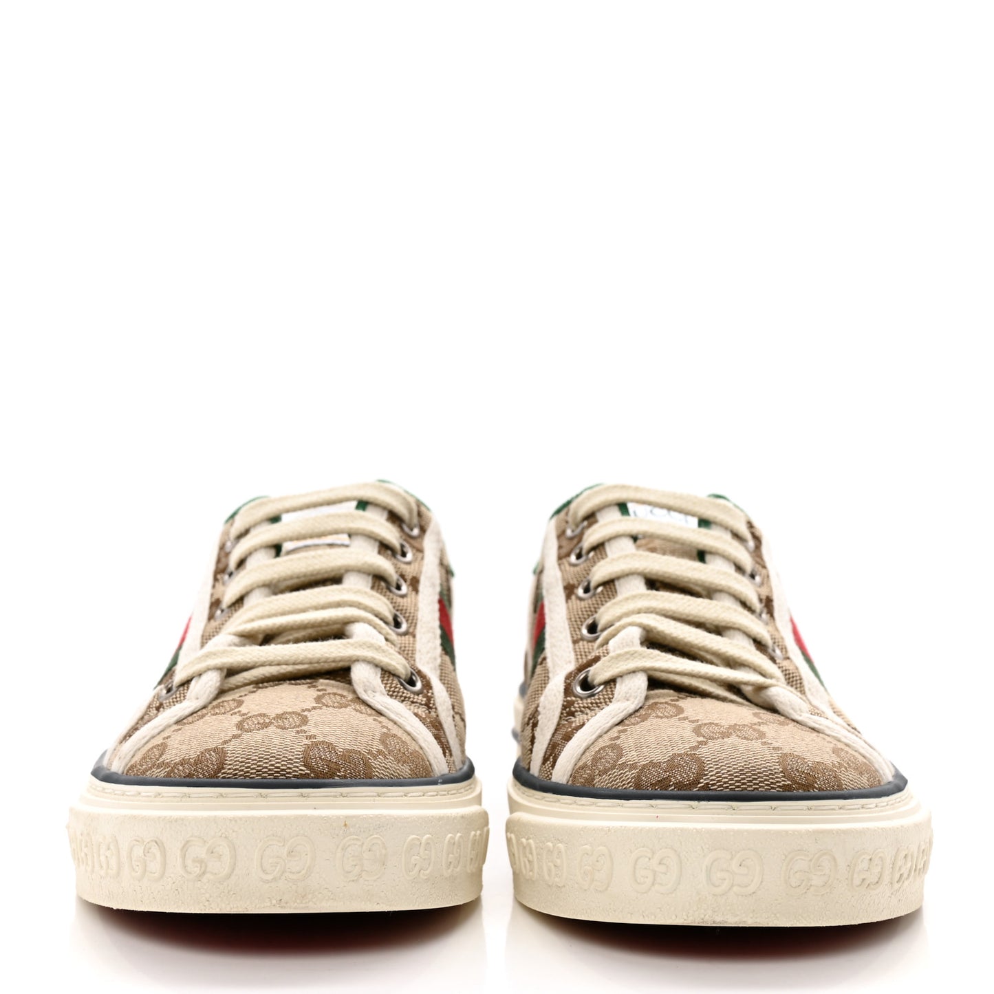 GG Monogram Web Womens 1977 Tennis Sneakers 36.5 Beige Ebony Mystic White