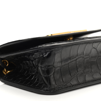 Balenciaga Extra Supple Calfskin Crocodile Embossed Gossip Wallet On Chain Black 9 of 13