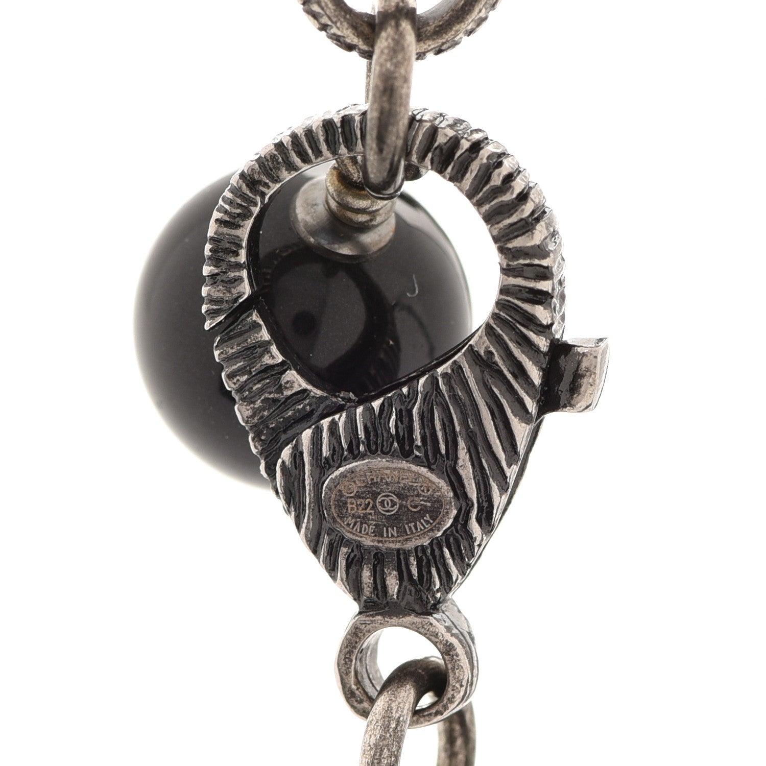 Chanel Pearl Crystal CC Camellia Necklace Ruthenium Black 5 of 6