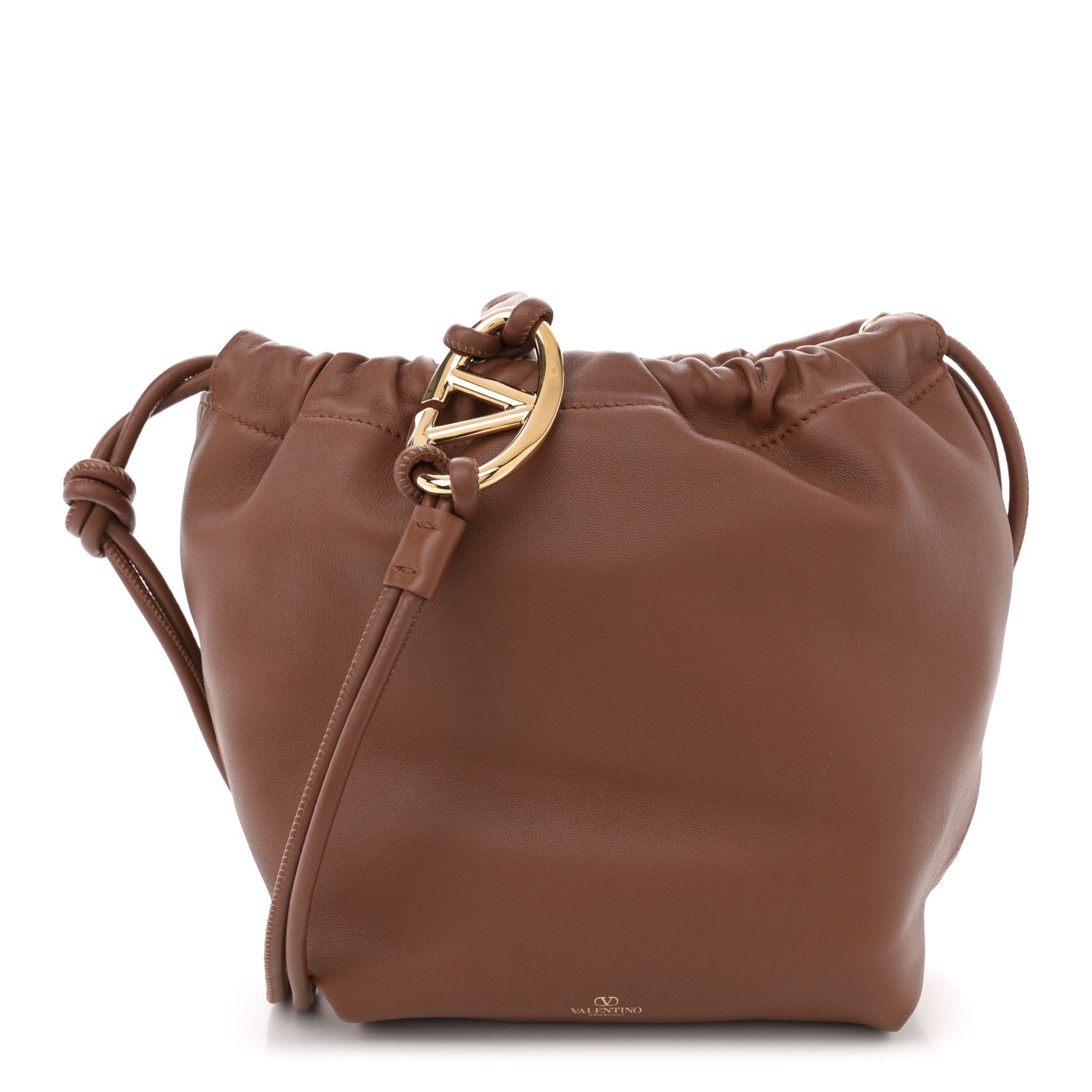 Valentino Garavani Nappa Vlogo Pouf Pouch Tan 1 of 9