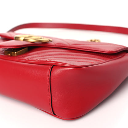 Gucci Calfskin Matelasse Small GG Marmont Shoulder Bag Hibiscus Red 9 of 10