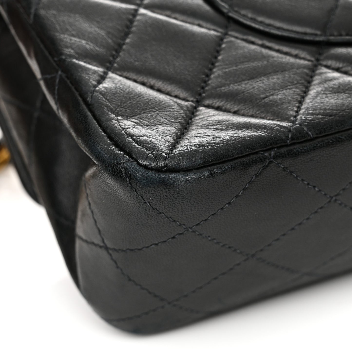 Lambskin Quilted Medium Double Flap Black