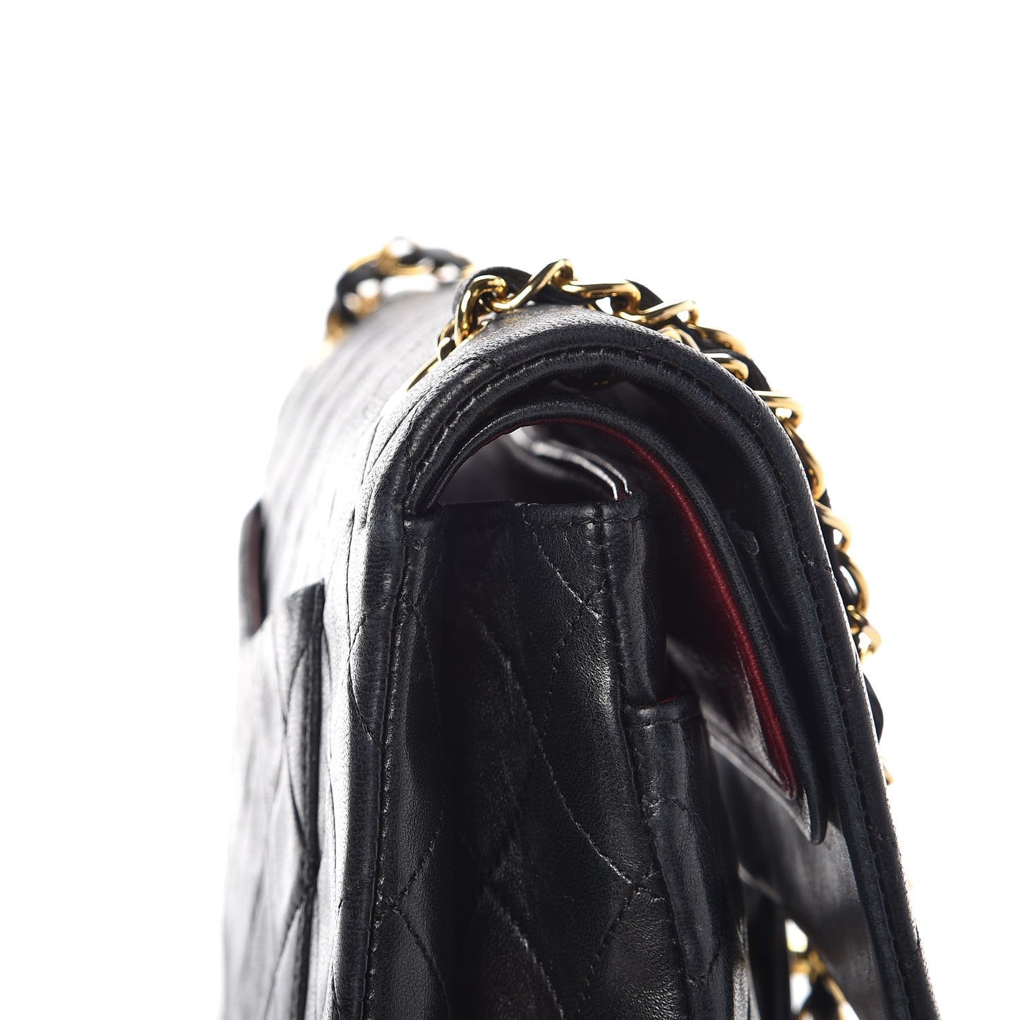 Lambskin Quilted Medium Double Flap Black
