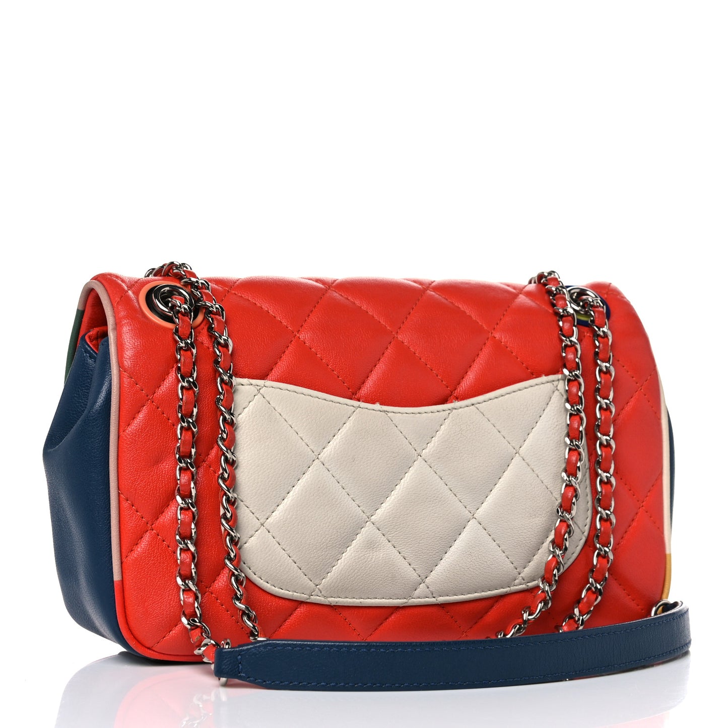 Lambskin Plexiglass Quilted Small Cuba Color Flap Red Multicolor