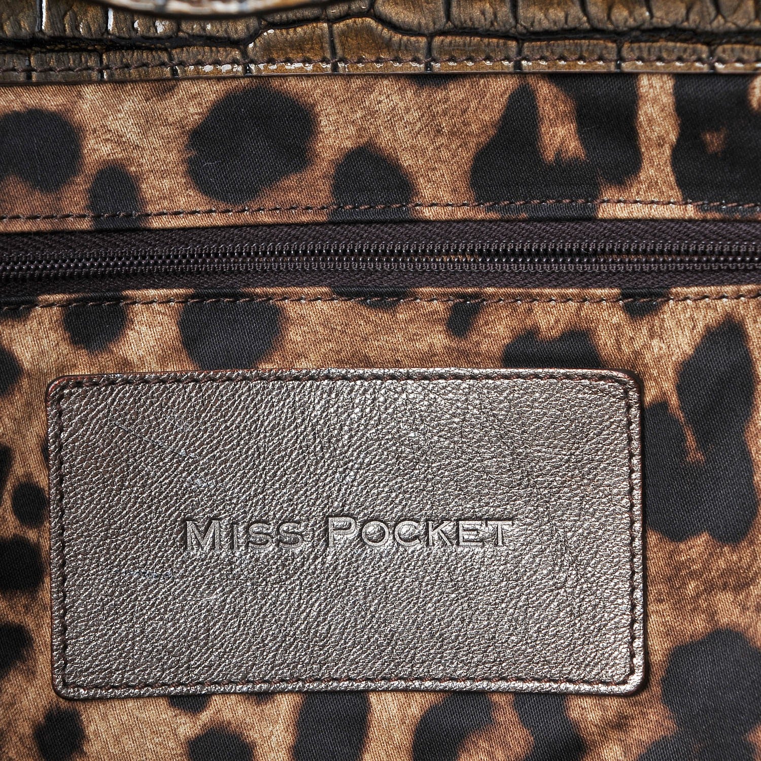 Dolce & Gabbana Patent Crocodile Embossed Miss Pocket Satchel Brown 8 of 8