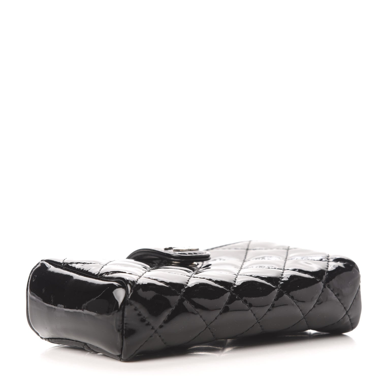 Chanel Patent Quilted Mini Phone Holder Clutch Black 4 of 7