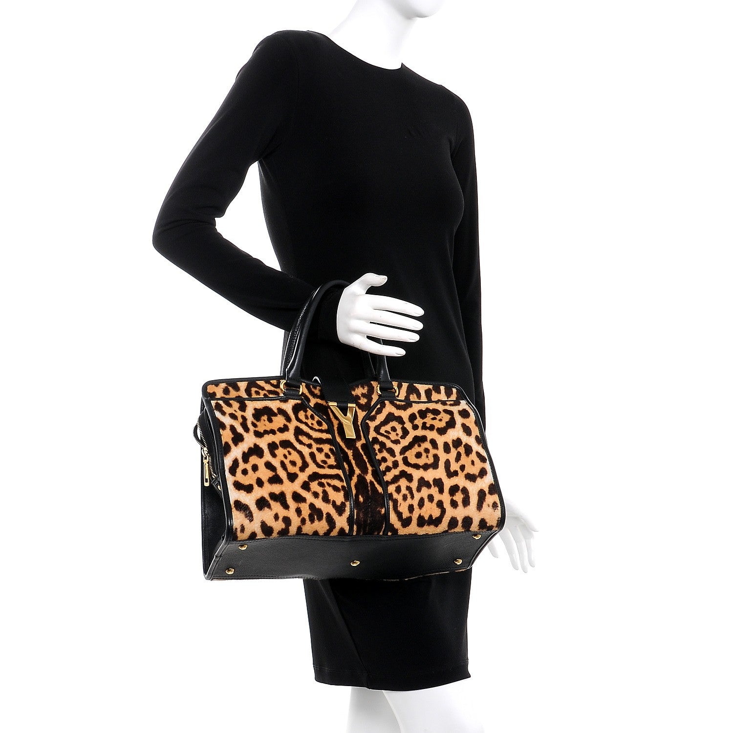 Saint Laurent Pony Hair Leopard Print Medium Cabas Chyc Black 2 of 7