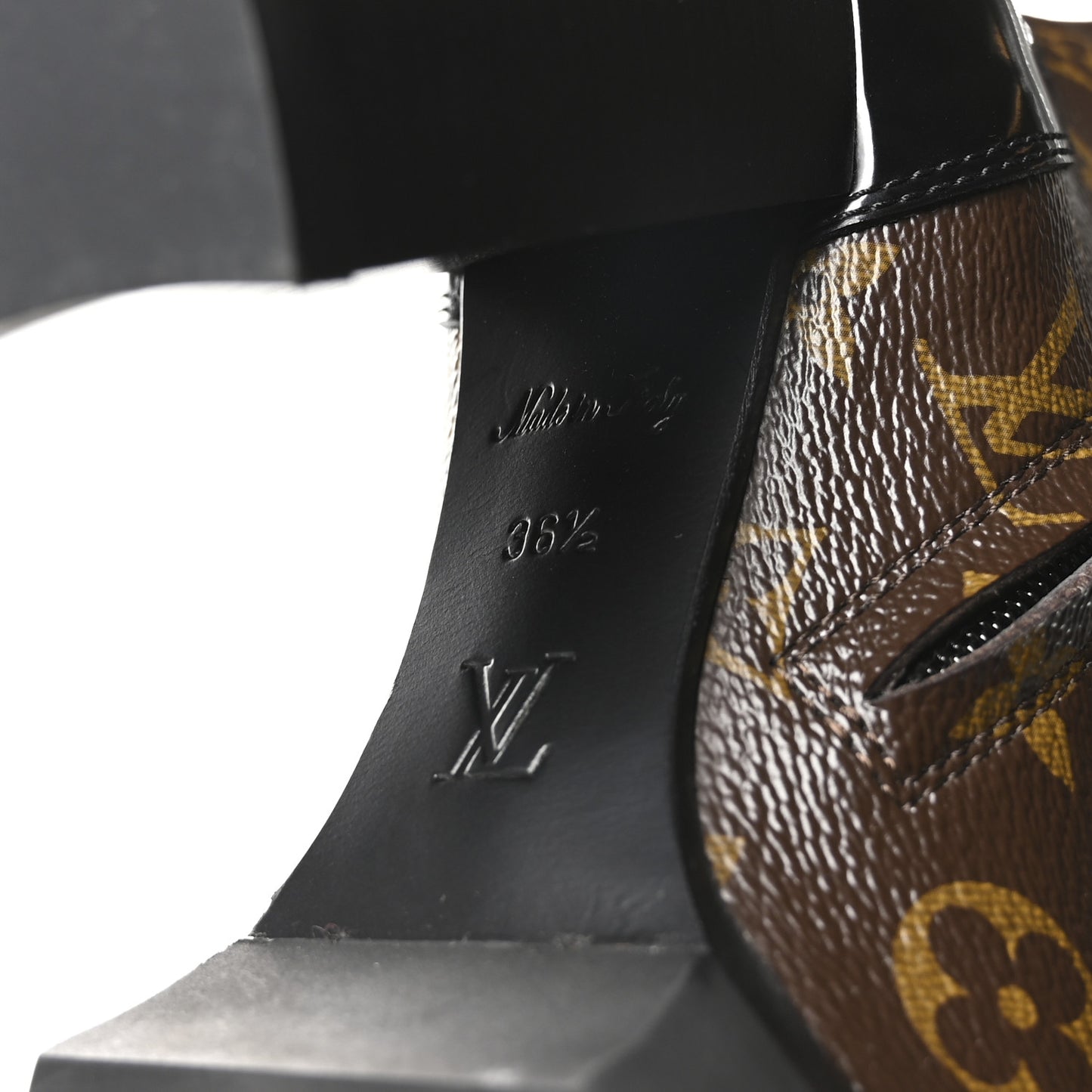 Patent Calfskin Monogram Star Trail Ankle Boots 36.5 Black