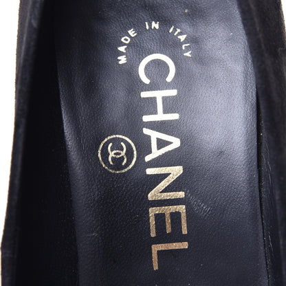 Chanel Suede Calfskin CC Pumps 36 Black 8 of 10