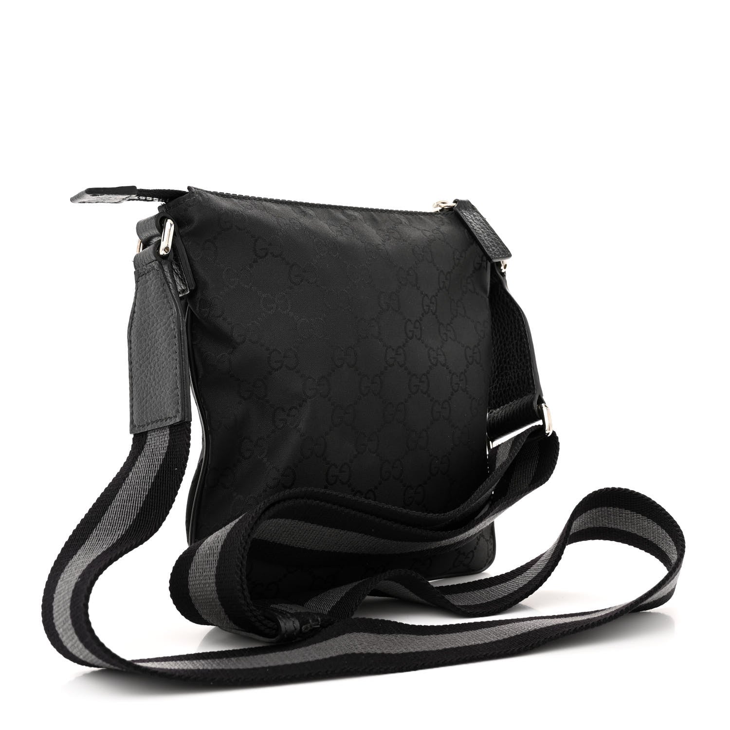 Gucci Nylon Monogram Mini Flat Messenger Bag Black 3 of 10
