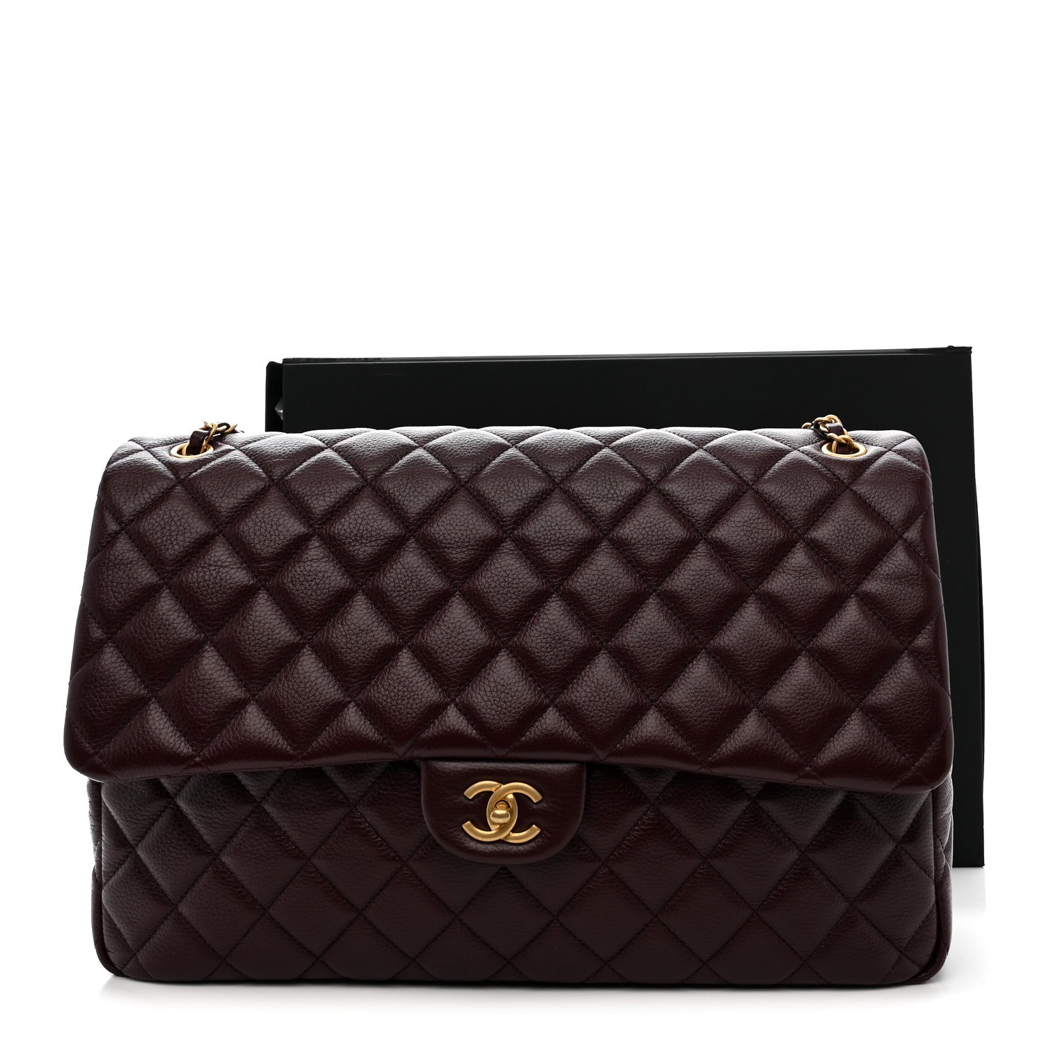 Chanel Grained Calfskin Quilted XXL Travel Flap Bag Burgundy 11 of 11