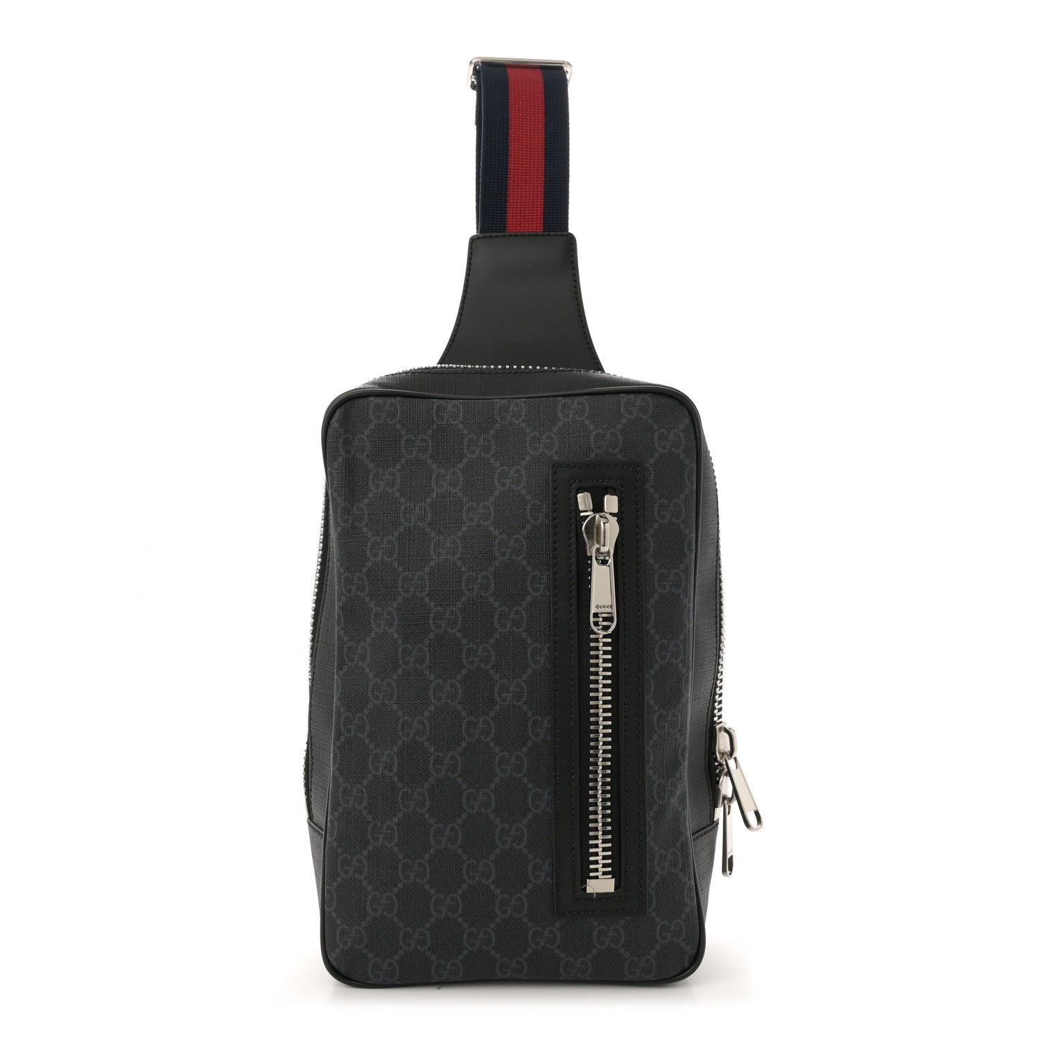 Gucci GG Supreme Monogram Web Belt Bag Black Grey 1 of 13