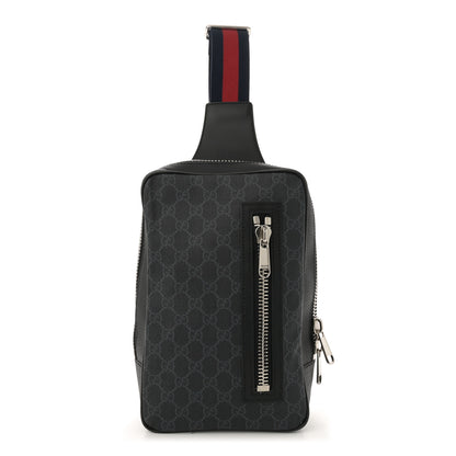 Gucci GG Supreme Monogram Web Belt Bag Black Grey 1 of 13