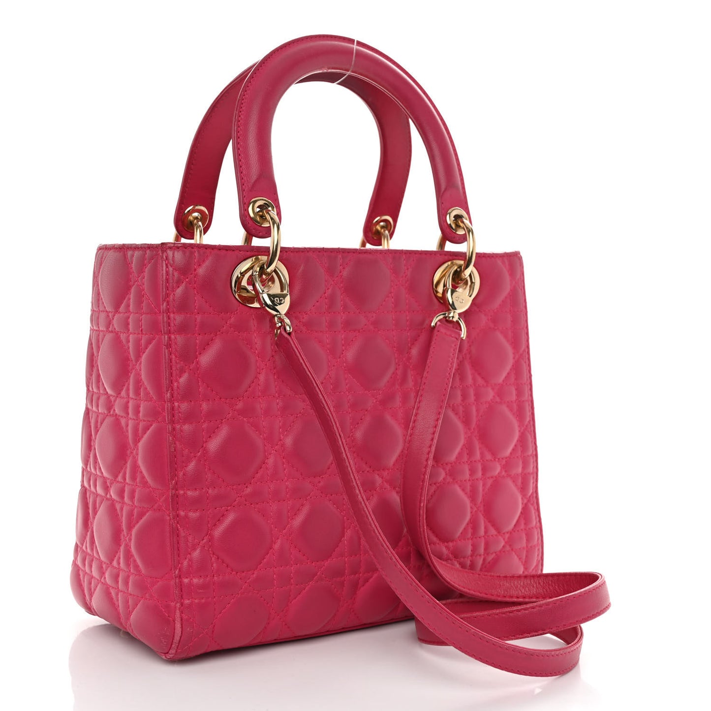 Lambskin Cannage Medium Lady Dior Fuchsia