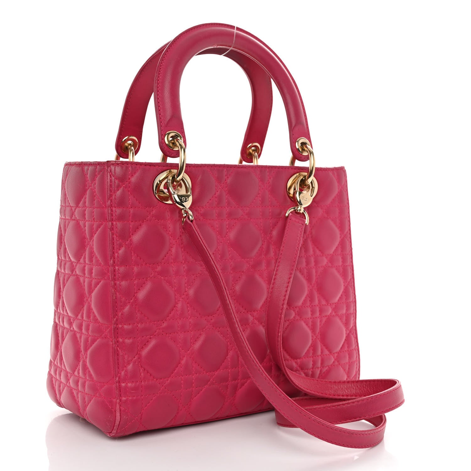 Christian Dior Lambskin Cannage Medium Lady Dior Fuchsia 3 of 12