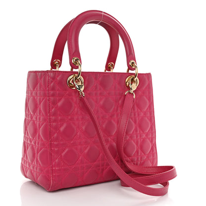 Christian Dior Lambskin Cannage Medium Lady Dior Fuchsia 3 of 12