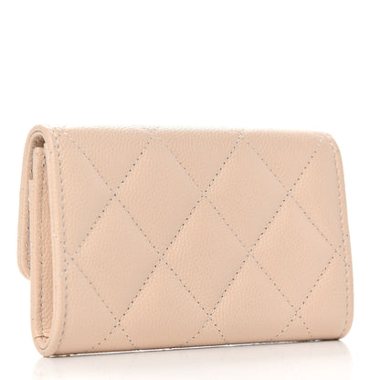 Chanel Caviar Pearl Quilted Coco Candy Flap Card Holder Beige 3 of 8